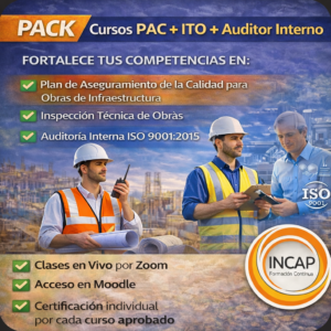 Pack Curso PAC (40 h) + Curso ITO (20 h) + Curso Auditor Interno ISO 9001 (16 h) – Online Sincrónico