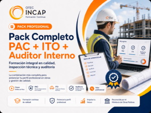 Pack Curso PAC (40 h) + Curso ITO (20 h) + Curso Auditor Interno ISO 9001 (16 h) – Online Sincrónico