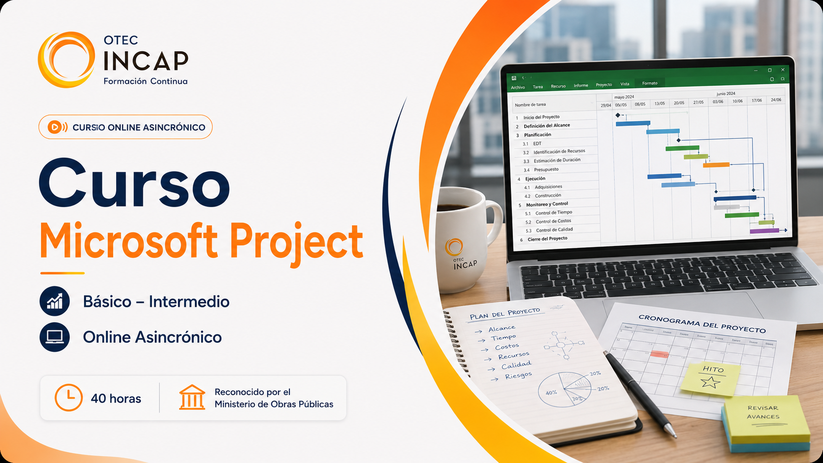 Curso Certificado Microsoft Project (40 horas) On line Asincrónico Básico - Intermedio